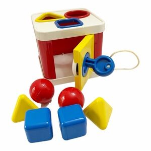 Ambi Toys | Vintage Lock Box Shape Sorter Toy Key Colorful Baby Learning